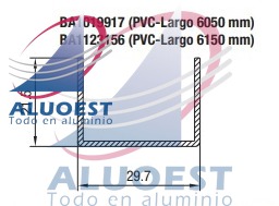 Complemento PVC Aluar BA1019917 de 6050 mm - Perfil "U" de PVC para colocar entre guías de marco corrediza - Aluoest