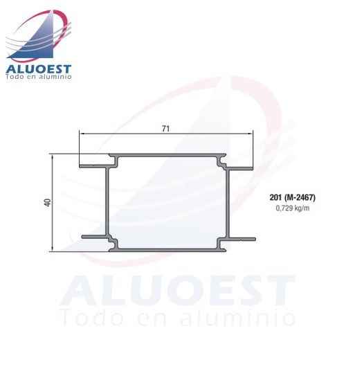 Perfil Aluar 201 línea Complementarios - Núcleo central parasol móvil tubular 300 mm (M-2467) - Aluoest
