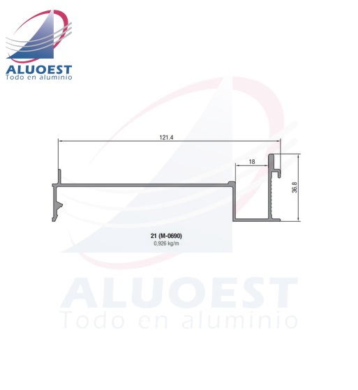 Perfil Aluar 21 - Guía de cortina barrios - Aluoest
