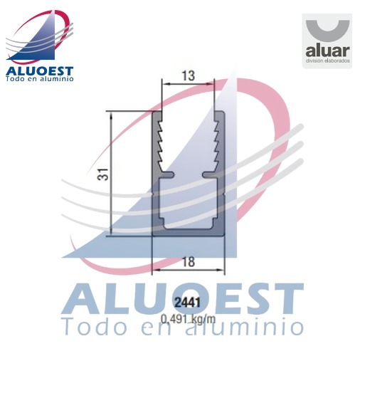 Perfil Aluar 2441 - Baranda adaptador - Aluoest
