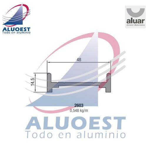 Perfil Aluar 2603 línea Complementarios - Base pasamanos alto baranda balcón parante 40 mm - Aluoest