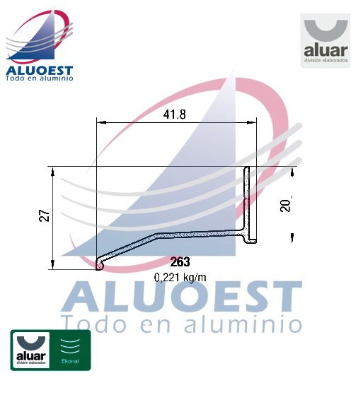 Perfil Aluar 263 - Perfil goterón - Aluoest