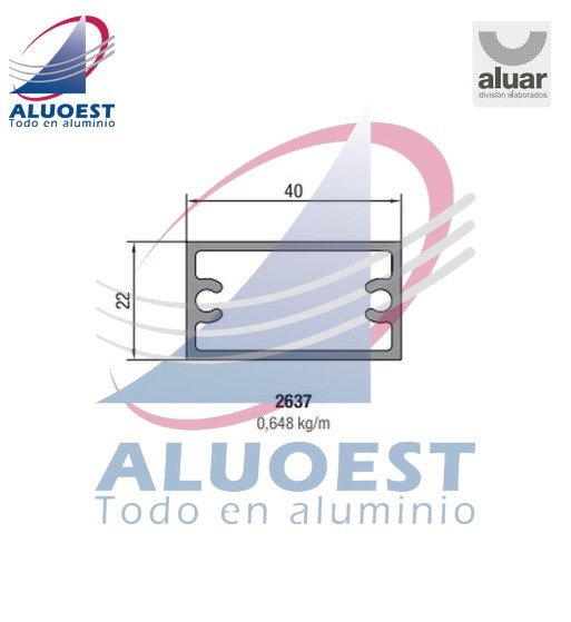Perfil Aluar 2637 línea Complementarios - Perfil parante baranda balcón parante 40 mm - Aluoest