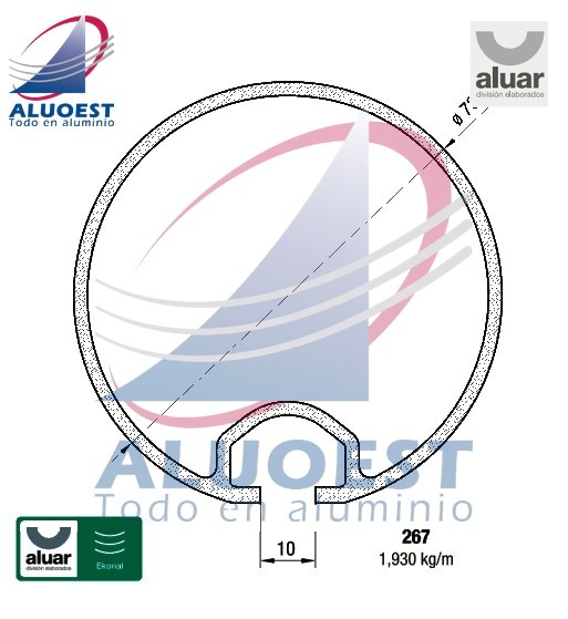 Perfil Aluar 267 - Perfil rótula - Aluoest
