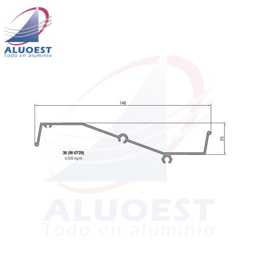 Perfil Aluar 36 - Parasol móvil 140 mm - Aluoest