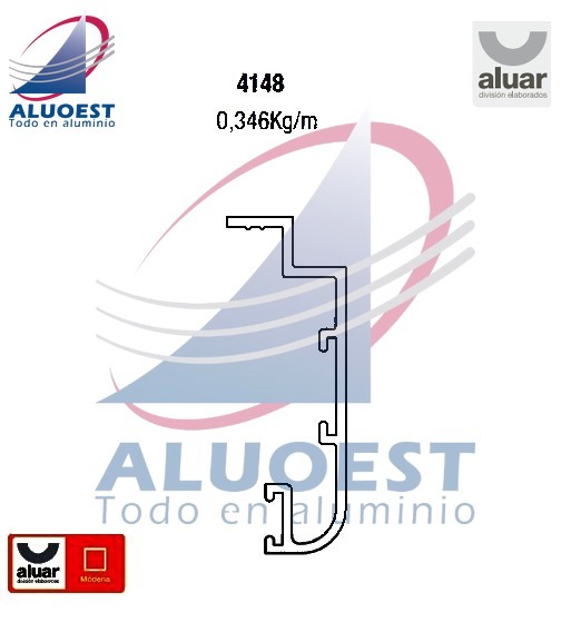 Perfil Aluar 4148 línea Módena - Tapajunta ancho para atornillar - Aluoest
