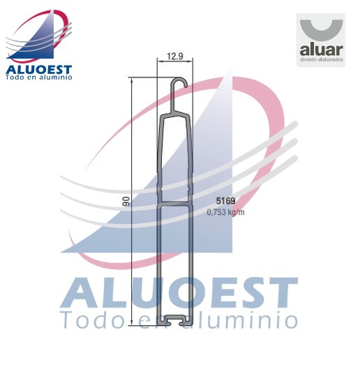 Perfil Aluar 5169 - Zócalo cortina de enrollar común - Aluoest