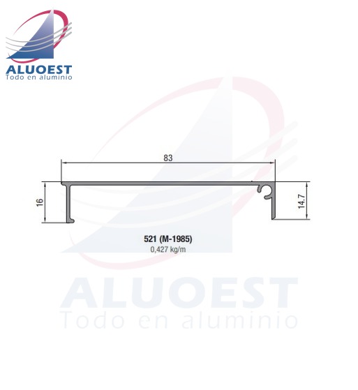 Perfil Aluar 521 - Tapacinta - Aluoest