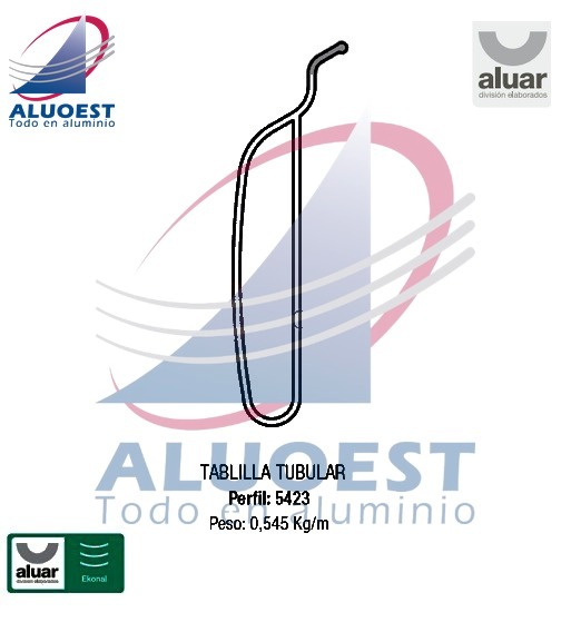 Perfil Aluar 5423 - Tablilla cortina barrio - Aluoest