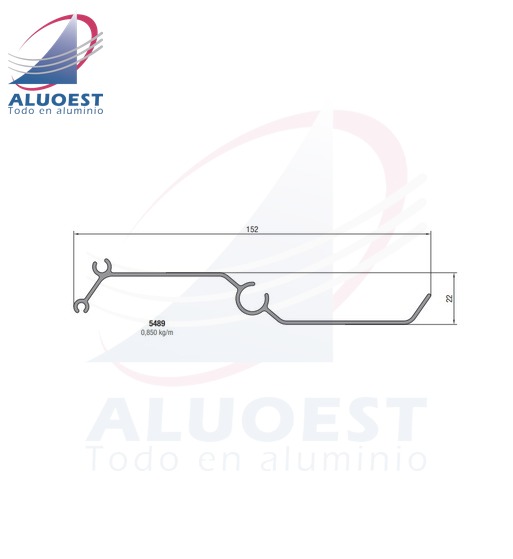 Perfil Aluar 5489 línea Complementarios - Parasol móvil 152 mm - Aluoest