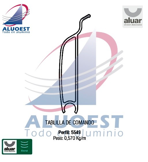 Perfil Aluar 5549 - Tablilla de comando cortina barrio - Aluoest