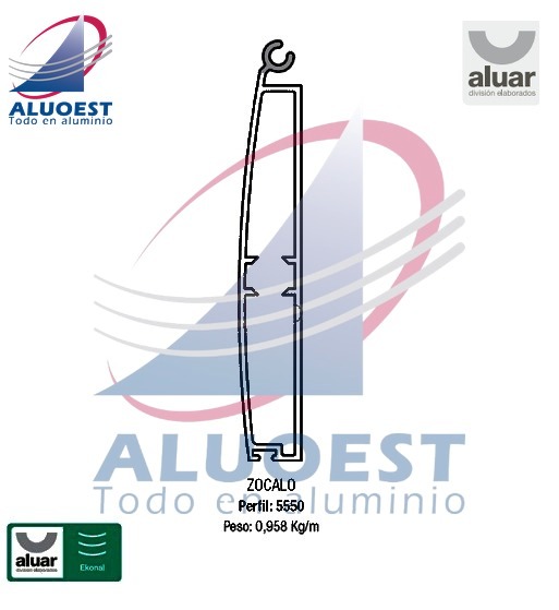 Perfil Aluar 5550 - Zócalo cortina barrio - Aluoest