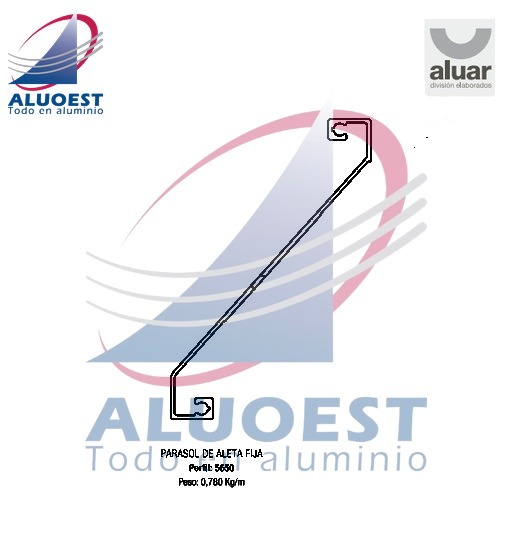 Perfil Aluar 5650 línea Complementarios - Parasol de aleta fija - Aluoest
