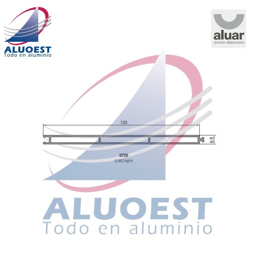 Perfil Aluar 5726 - Revestimiento tubular 7 mm para puerta - Aluoest