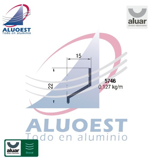 Perfil Aluar 5746 - Perfil bota agua - Aluoest