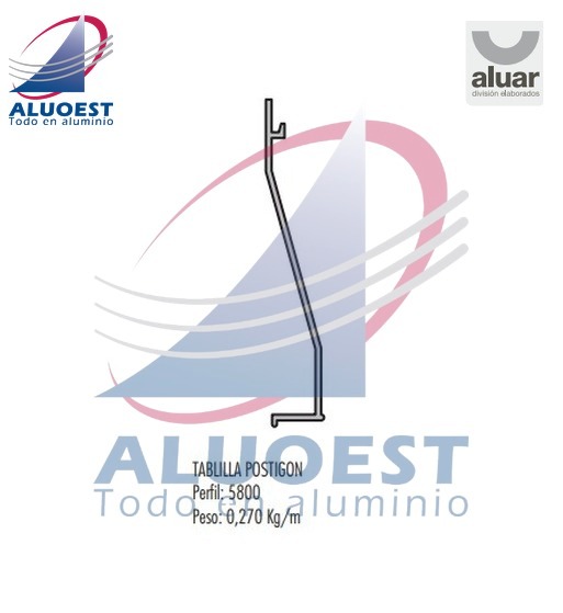 Perfil Aluar 5800 línea Ekonal - Herrero - Tablilla postigón de rebatir - Aluoest