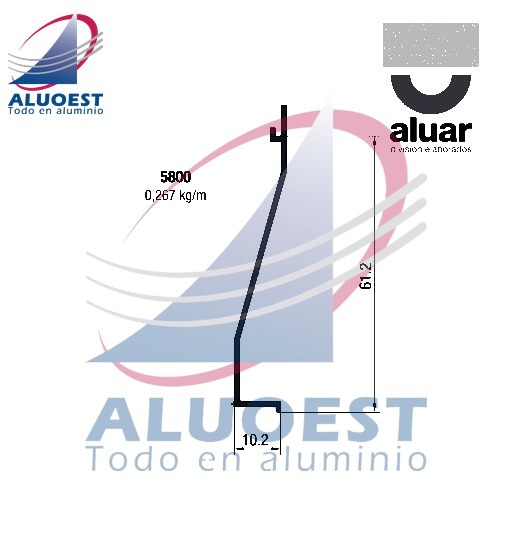 Perfil Aluar 5800TN línea Complementarios - Tablilla postigón troquelada - Aluoest