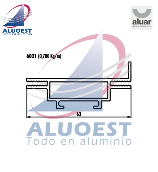 Perfil Aluar 6021 línea A30 New - Premarco con tope interior - Aluoest