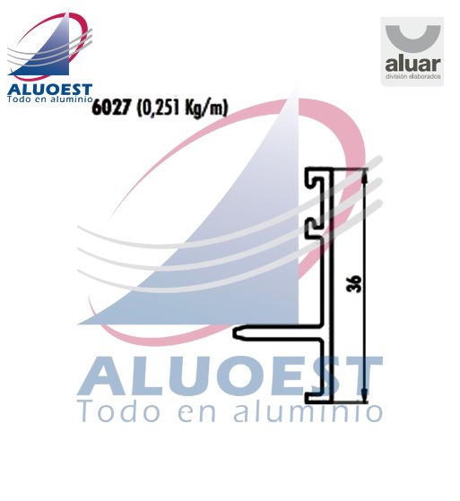 Perfil Aluar 6027 línea A30 New - Tapa premarco interior para 6021 - Aluoest
