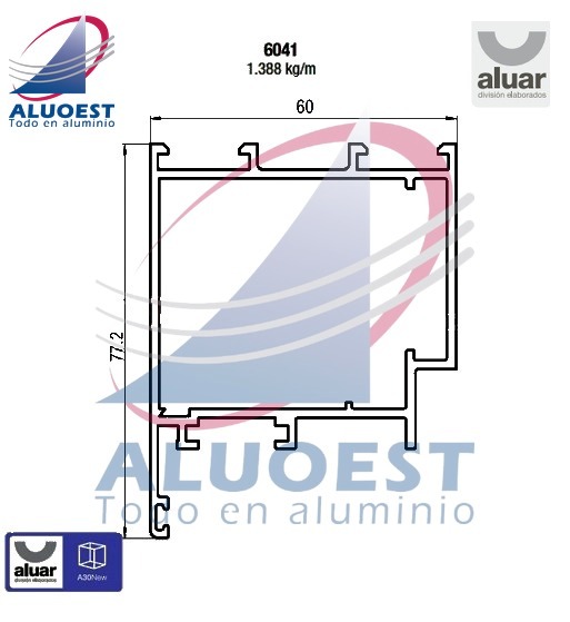 Perfil Aluar 6041 - Hoja puerta de rebatir - Aluoest