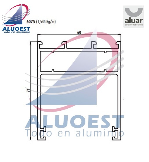 Perfil Aluar 6075 - Hoja puerta vaivén - Aluoest