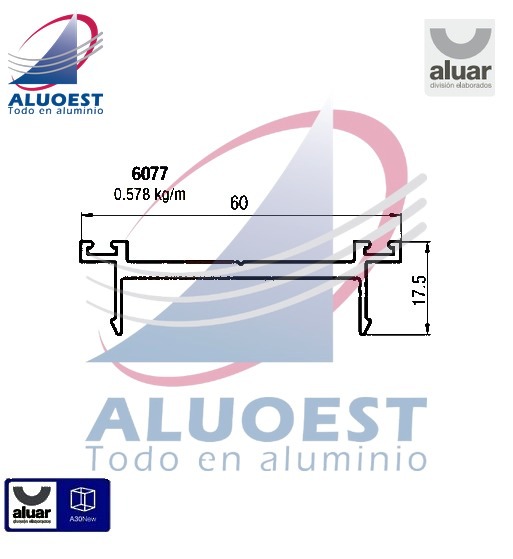 Perfil Aluar 6077 - Tapa marco y hoja puerta vaivén - Aluoest