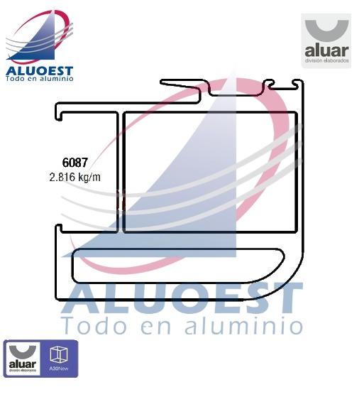 Perfil Aluar 6087 línea A30 New - Parante Reforzado - Aluoest