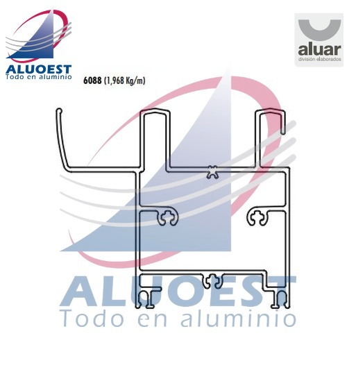 Perfil Aluar 6088 línea A30 New - Umbral corrediza caja 38 mm - Aluoest