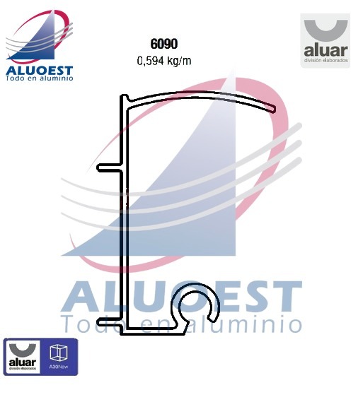 Perfil Aluar 6090 - Rótula parte B - Aluoest