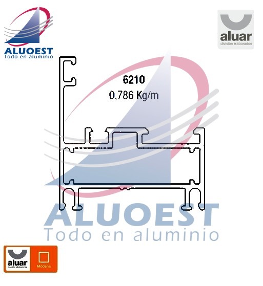 Perfil Aluar 6210 línea Módena - Marco ventana de abrir con cámara compensadora - Aluoest