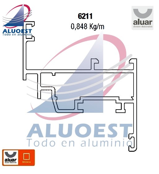 Perfil Aluar 6211 línea Módena - Hoja ventana de abrir con cámara compensadora - Aluoest
