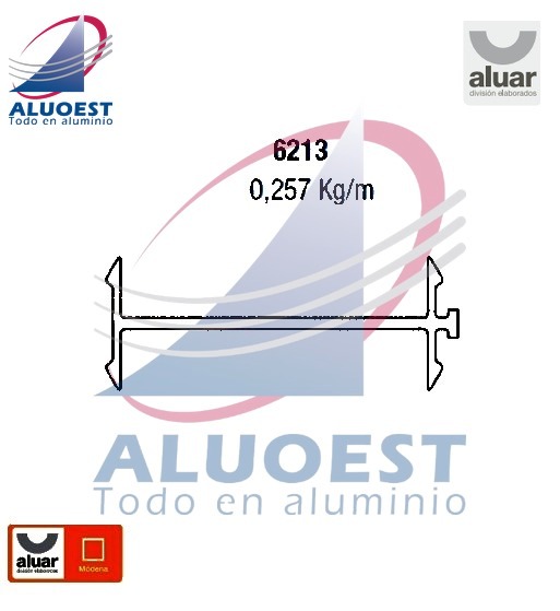 Perfil Aluar 6213 línea Módena - Perfil de acople simple - Aluoest