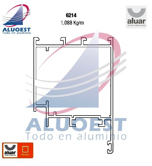 Perfil Aluar 6214 - Hoja puerta de rebatir - Aluoest