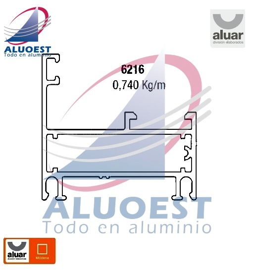 Perfil Aluar 6216 línea Módena - Marco vent. abrir dc/banderola/pta. rebatir/ventiluz/pf recto - Aluoest