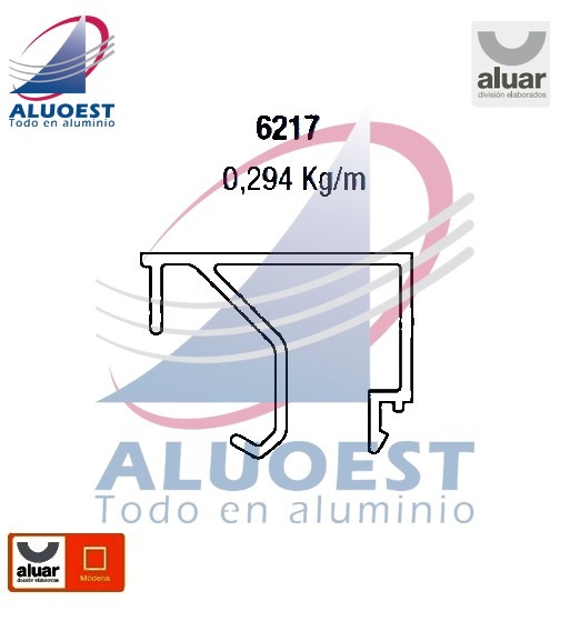 Perfil Aluar 6217 línea Módena - Contravidrio de 29 mm - Aluoest