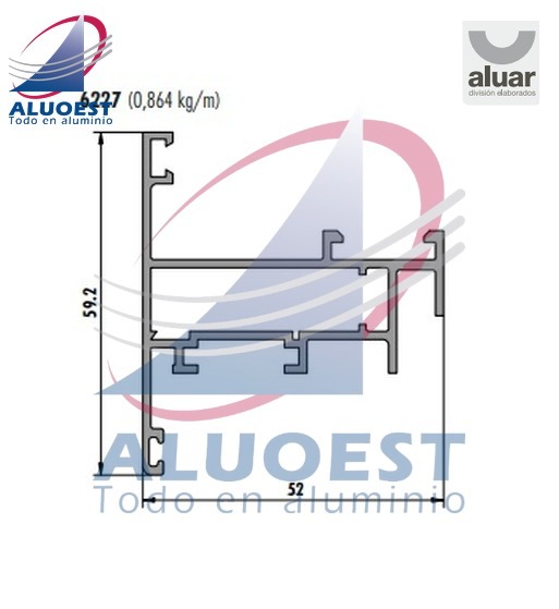 Perfil Aluar 6227 línea Módena - Hoja ventiluz - Aluoest