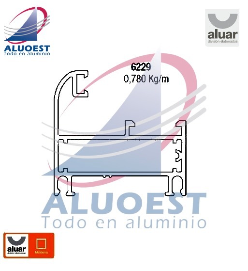 Perfil Aluar 6229 línea Módena - Paño fijo curvo - Aluoest