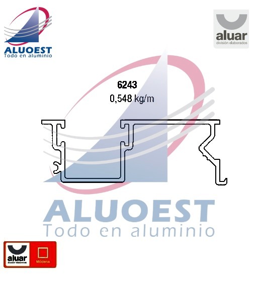 Perfil Aluar 6243 - Guía de cortina común - Aluoest