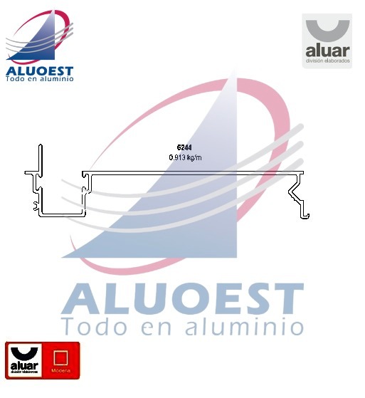 Perfil Aluar 6244 - Guía de cortina barrio - Aluoest