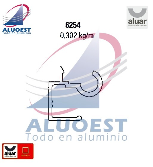 Perfil Aluar 6254 - Bisagra tapa cinta - Aluoest