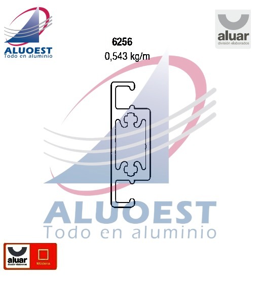 Perfil Aluar 6256 - Travesaño mosquitero - Aluoest