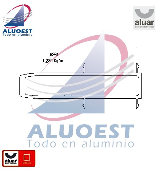 Perfil Aluar 6261 línea Módena - Columna de acople reforzada - Aluoest