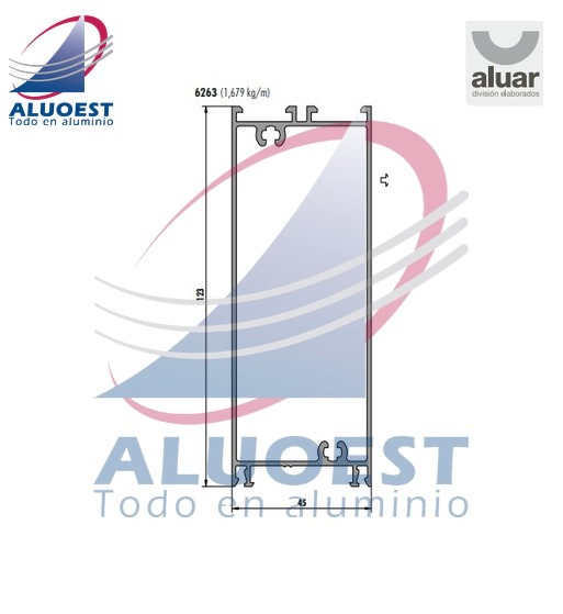 Perfil Aluar 6263 línea Módena - Zócalo alto paño fijo - Aluoest