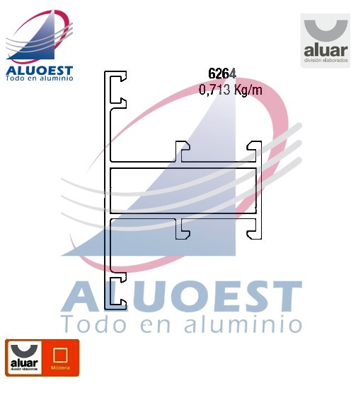 Perfil Aluar 6264 - Travesaño curvo paño fijo - Aluoest