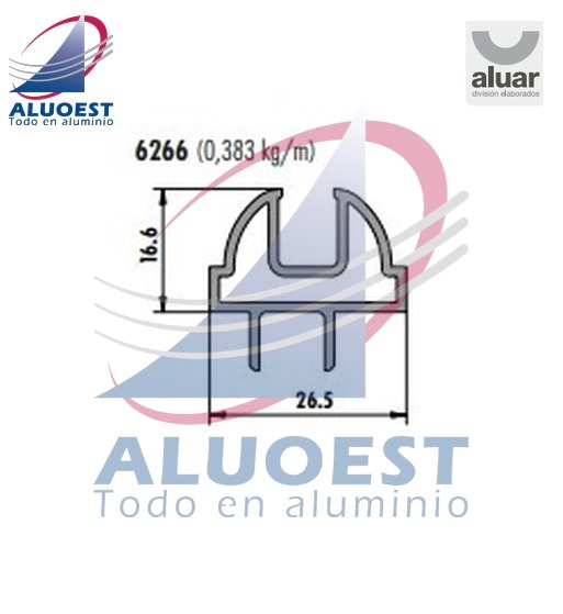 Perfil Aluar 6266 - Bastidor vidrio repartido ventana de abrir y paño fijo - Aluoest