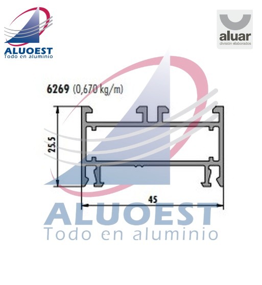 Perfil Aluar 6269 línea Módena - Zócalo bajo paño fijo - Aluoest