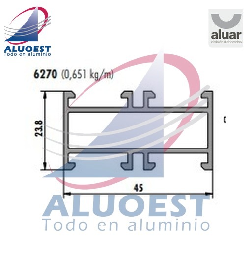 Perfil Aluar 6270 línea Módena - Travesaño paño fijo - Aluoest