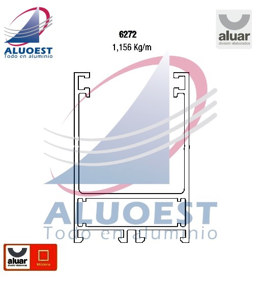 Perfil Aluar 6272 línea Módena - Zócalo y dintel puerta vaivén - Aluoest