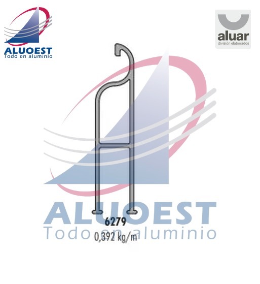 Perfil Aluar 6279 línea Módena 2 - Compensador largo postigón de rebatir - Aluoest