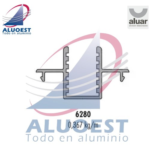Perfil Aluar 6280 línea Módena 2 - Soporte de compensador postigón de rebatir - Aluoest